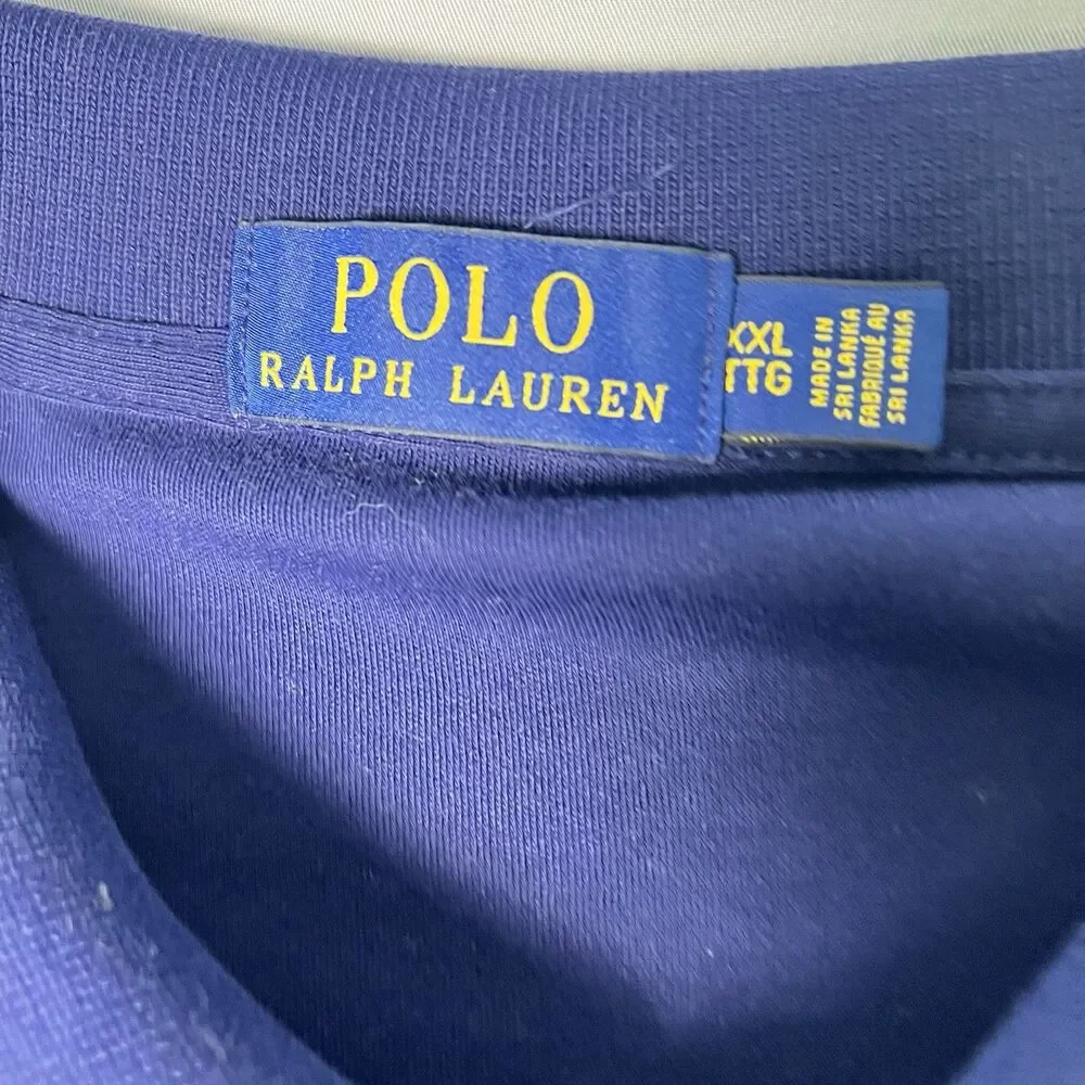 Polo Ralph Lauren Shirt Mens XXL Navy Blue Solid Polo Short Sleeve Pony Logo